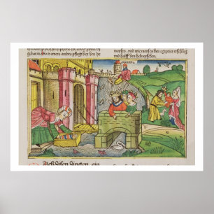 Exodus 2 1-6 Mozes die door de Nijl en Poster