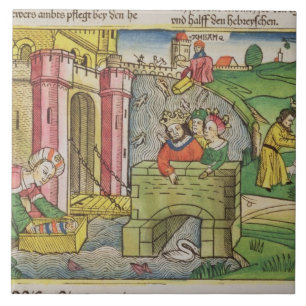 Exodus 2 1-6 Mozes die door de Nijl en Tegeltje