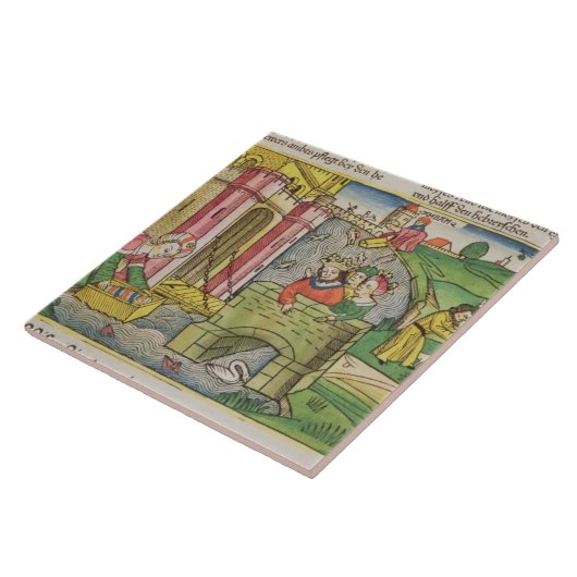 Exodus 2 1-6 Mozes die door de Nijl en Tegeltje (Zijkant)