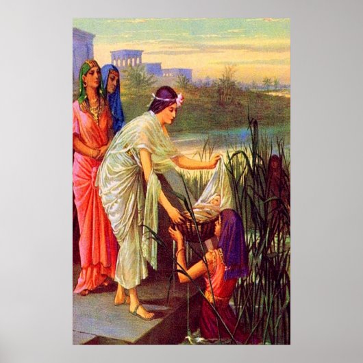 Exodus 2 Baby Mozes uit de Nijl getrokken Poster (Voorkant)