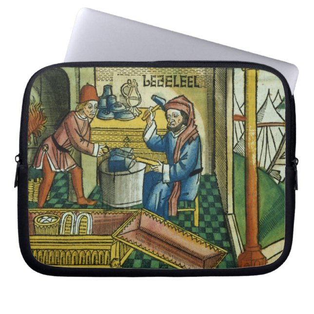 Exodus 31 2-8 Bezalel en Oholib die de Ark Laptop Sleeve (Voorkant)