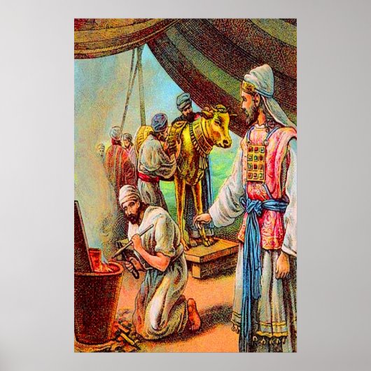 Exodus 32 Aaron maakt een Golden Calf poster (Voorkant)