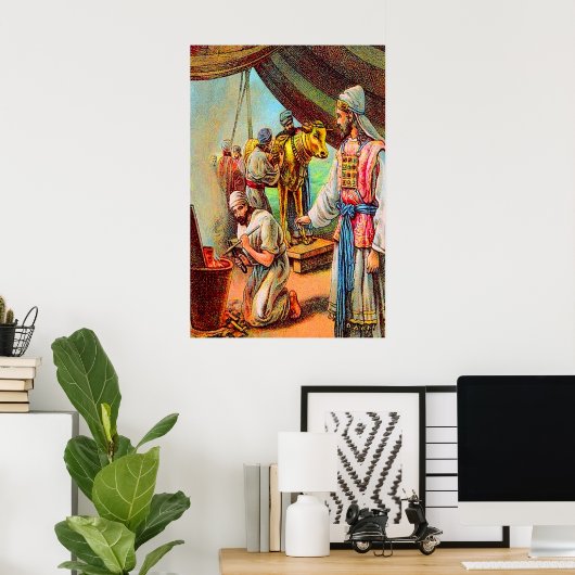 Exodus 32 Aaron maakt een Golden Calf poster (Thuiskantoor)