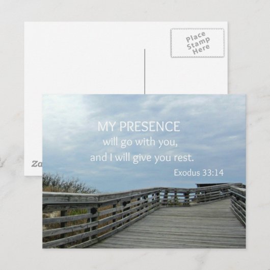 Exodus 33:14 Mijn aanwezigheid zal met u gaan... Briefkaart (Voorkant / Achterkant)