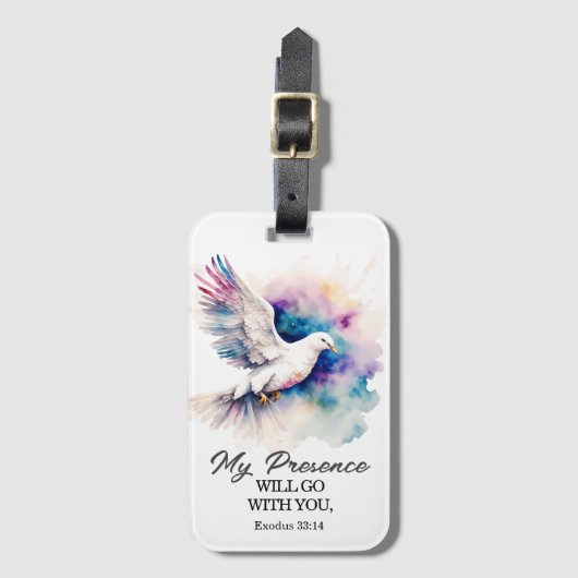 Exodus 33:14 Mijn tegenwoordigheid zal met u meega Bagagelabel (Voorkant (verticaal))