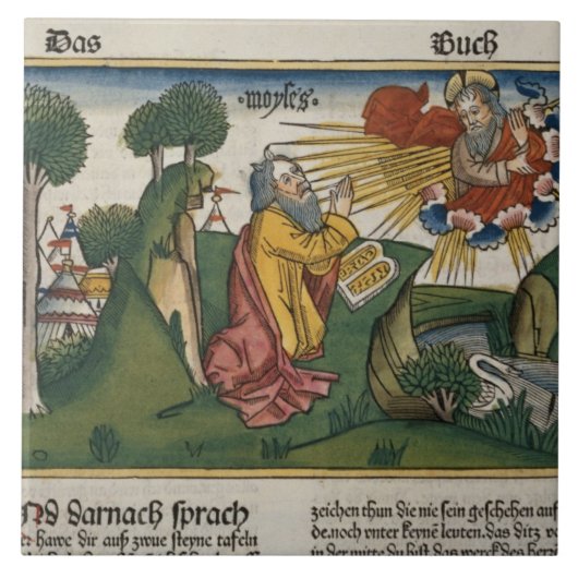 Exodus 34 1-10 Moses ontvangt de tweede tabletten  Tegeltje (Voorkant)