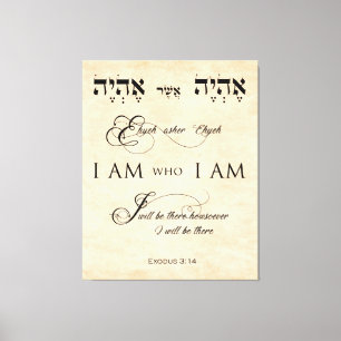 Exodus 3 verse 14 I AM I AM Parchment Effect Canvas Afdruk