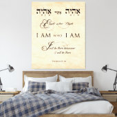 Exodus 3 verse 14 I AM I AM Parchment Effect Canvas Afdruk (Insitu (Slaapkamer))