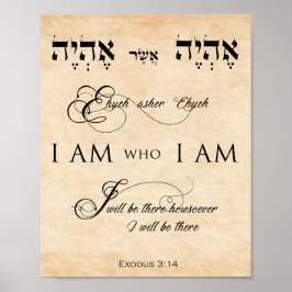 Exodus 3 verse 14 I AM I AM Parchment Effect Poster