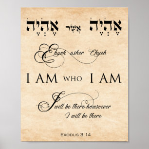 Exodus 3 verse 14 I AM I AM Parchment Effect Poster