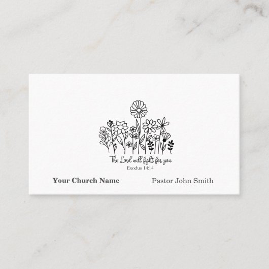 Exodus Bible Verse Floral Doodle Church Visitekaartje (Voorkant)