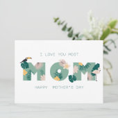 Exoitatie Tropische Flamingo Mam Happy Moederdag Feestdagenkaart (Staand voorkant)