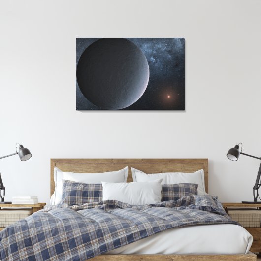 Exoplanet OGLE-2016-BLG-1195lb draait om een klein Canvas Afdruk (Insitu (Slaapkamer))