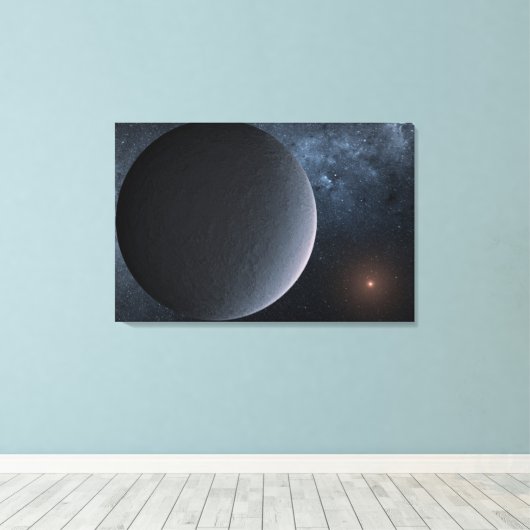 Exoplanet OGLE-2016-BLG-1195lb draait om een klein Canvas Afdruk (Insitu (Houten vloer))