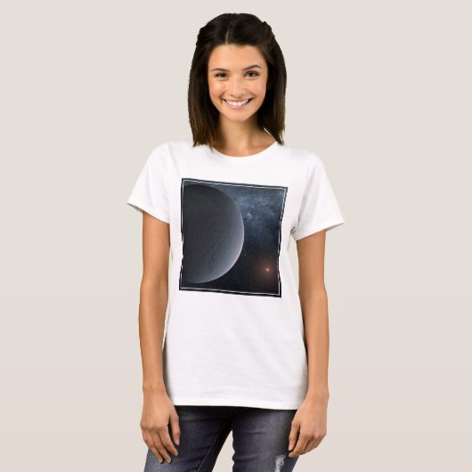 Exoplanet OGLE-2016-BLG-1195lb draait om een klein T-shirt (Voorkant volledig)