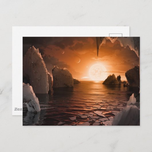 Exoplanet Trappist-1f vanaf zijn ijzige nachtzijde Briefkaart (Voorkant / Achterkant)