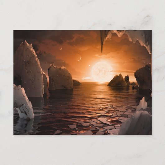 Exoplanet Trappist-1f vanaf zijn ijzige nachtzijde Briefkaart (Voorkant)