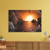 Exoplanet Trappist-1f vanaf zijn ijzige nachtzijde Canvas Afdruk (Insitu (Woonkamer))