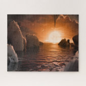 Exoplanet Trappist-1f vanaf zijn ijzige nachtzijde Legpuzzel (Horizontaal)