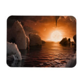 Exoplanet Trappist-1f vanaf zijn ijzige nachtzijde Magneet (Horizontaal)