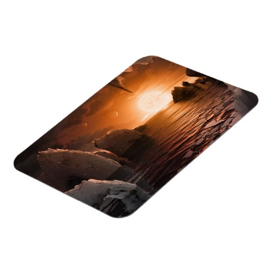 Exoplanet Trappist-1f vanaf zijn ijzige nachtzijde Magneet (Linkerzijde)