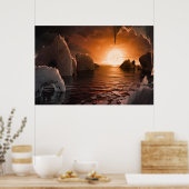 Exoplanet Trappist-1f vanaf zijn ijzige nachtzijde Poster (Keuken)