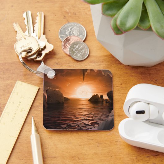 Exoplanet Trappist-1f vanaf zijn ijzige nachtzijde Sleutelhanger (Bureau)