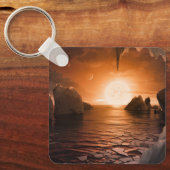 Exoplanet Trappist-1f vanaf zijn ijzige nachtzijde Sleutelhanger (Voorkant)