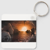 Exoplanet Trappist-1f vanaf zijn ijzige nachtzijde Sleutelhanger (Achterkant)