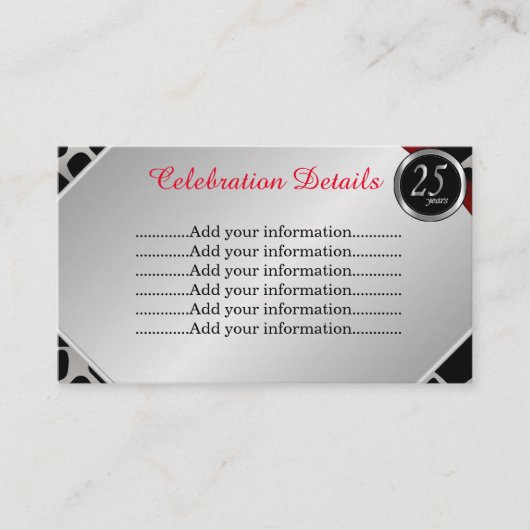 Exotic 25th Silver Wedding Jubileum 2 Informatiekaartje (Voorkant)