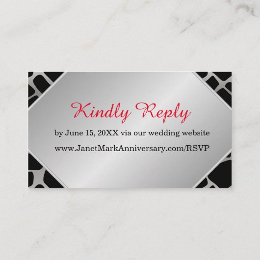 Exotic 25th Silver Wedding Jubileum RSVP-kaarten Informatiekaartje (Achterkant)