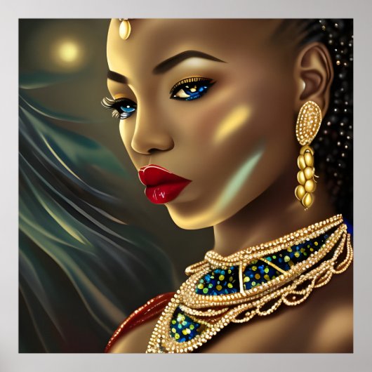 Exotic African Stunning women red jewel Poster (Voorkant)