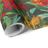 Exotic Aloha Oerwoud Flowers and Leaves Pattern Cadeaupapier (Rol Hoek)