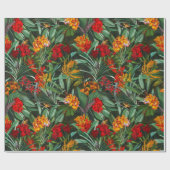 Exotic Aloha Oerwoud Flowers and Leaves Pattern Cadeaupapier (Vlak)