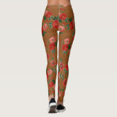 Exotic Animal Leopard print luchtige rode bloemen Leggings (Achterkant)