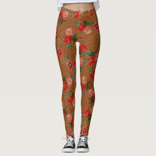 Exotic Animal Leopard print luchtige rode bloemen Leggings