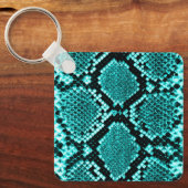 Exotic Aqua Diamond Rattlesnake Skin Animal Print Sleutelhanger (Voorkant)