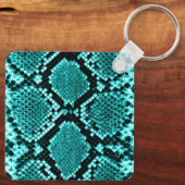 Exotic Aqua Diamond Rattlesnake Skin Animal Print Sleutelhanger (Achterkant)