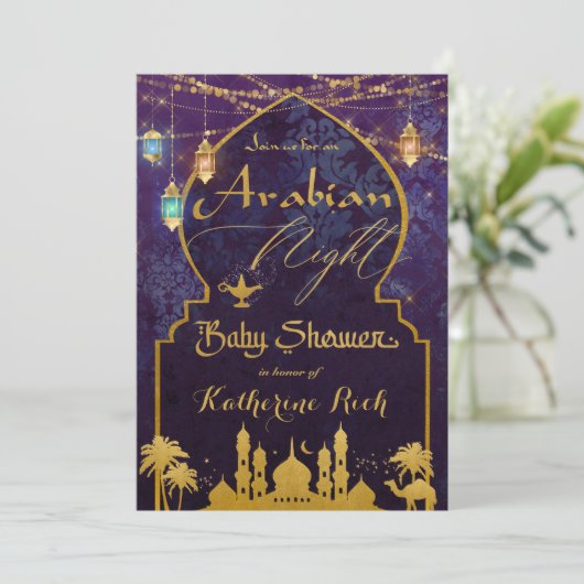 Exotic Arabian Nights Baby shower Kaart (Staand voorkant)
