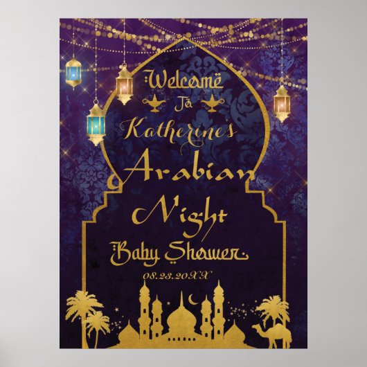 Exotic Arabian Nights Baby shower Welkomstwoord Poster (Voorkant)