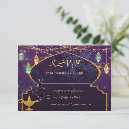 Exotic Arabian Nights Lantern Camels Lamp RSVP Kaartje (Staand voorkant)