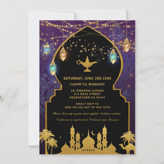 Exotic Arabian Nights Vrijgezellenfeest Kaart (Achterkant)