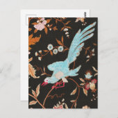 Exotic Asian Birds And Flowers Embroidery Briefkaart (Voorkant / Achterkant)