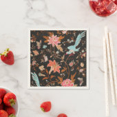 Exotic Asian Birds And Flowers Servet (Insitu)