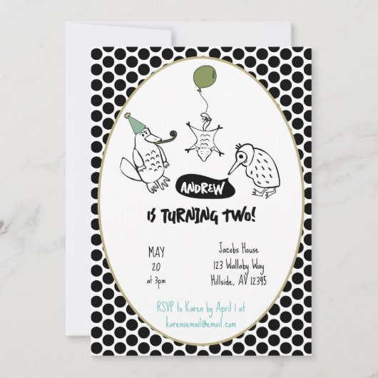 Exotic Australian Animal Kinderen van zaterdag Kaart (Voorkant)