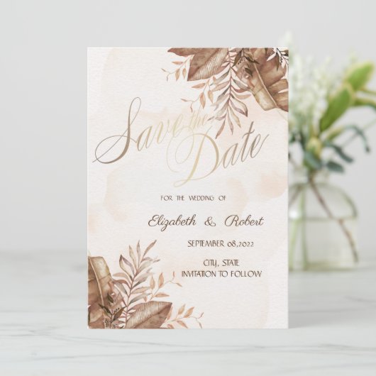 Exotic Autumn Floral Save the Date (Staand voorkant)