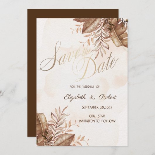Exotic Autumn Floral Save the Date (Voorkant / Achterkant)