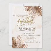 Exotic Autumn Flowers Wedding Kaart (Voorkant)