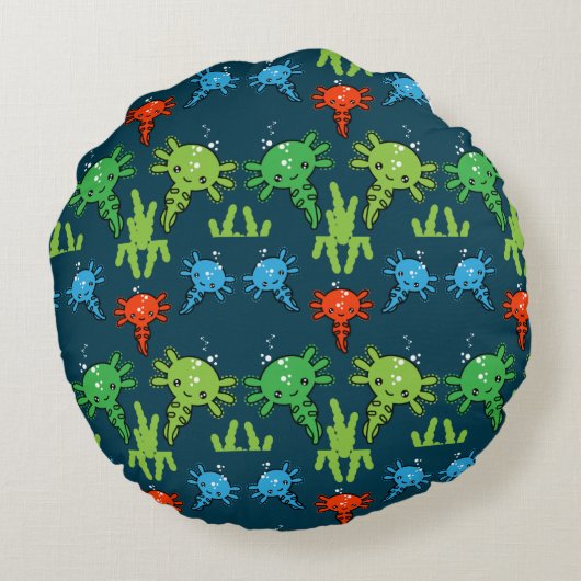 Exotic Axototl Salamander Pillowcase Rond Kussen (Achterkant)