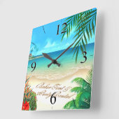 EXOtic Beach VRAAG ME UW NAMEN IN ZAND TE TEKENEN Vierkante Klok (Hoek)